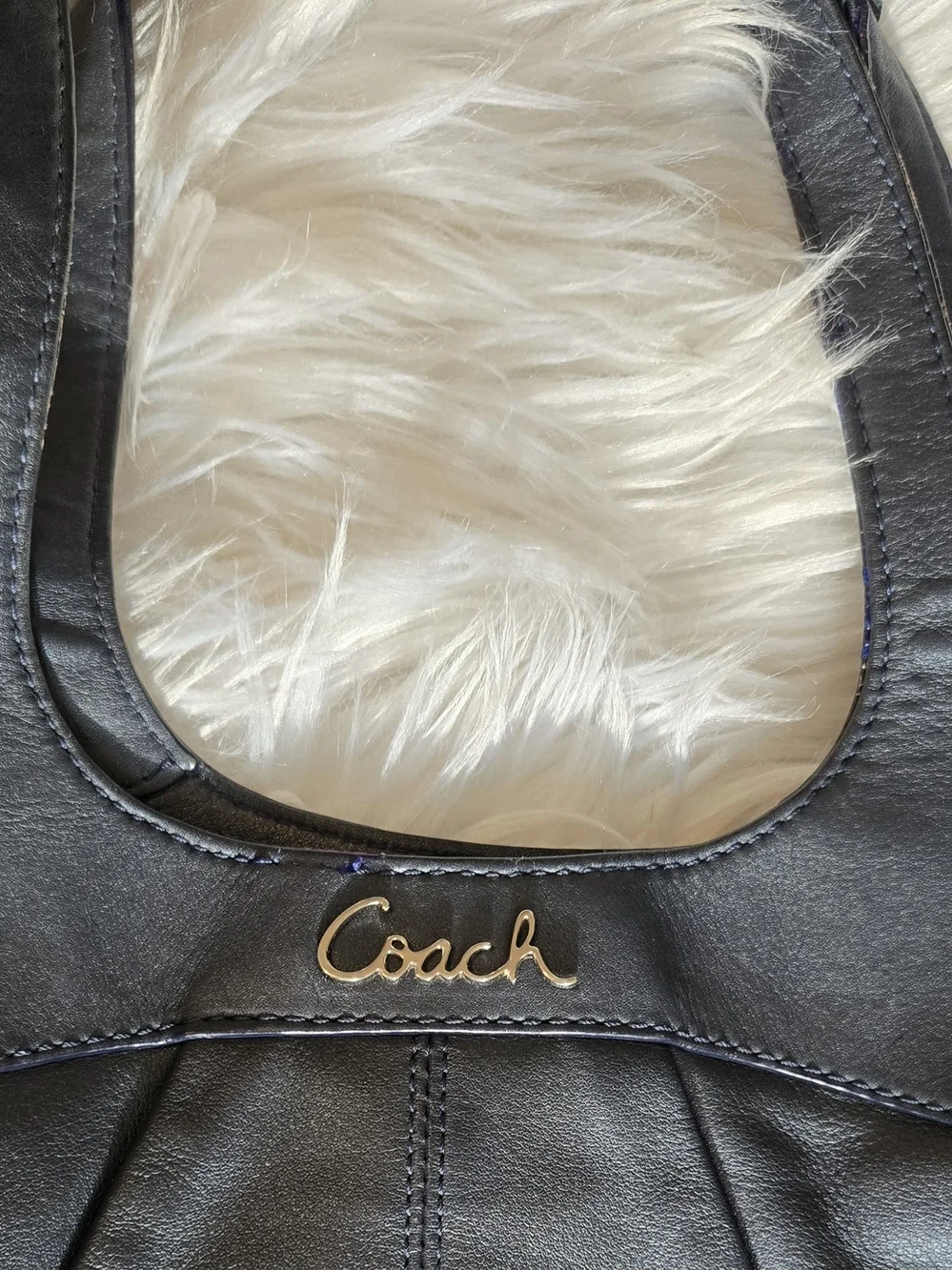 Coach Navy Leather Shoulder Bag